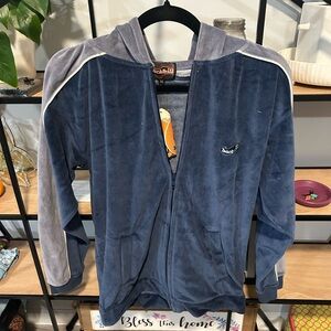 Vintage backhill for kids by Burton snowboards Blue and Gray Hoodie